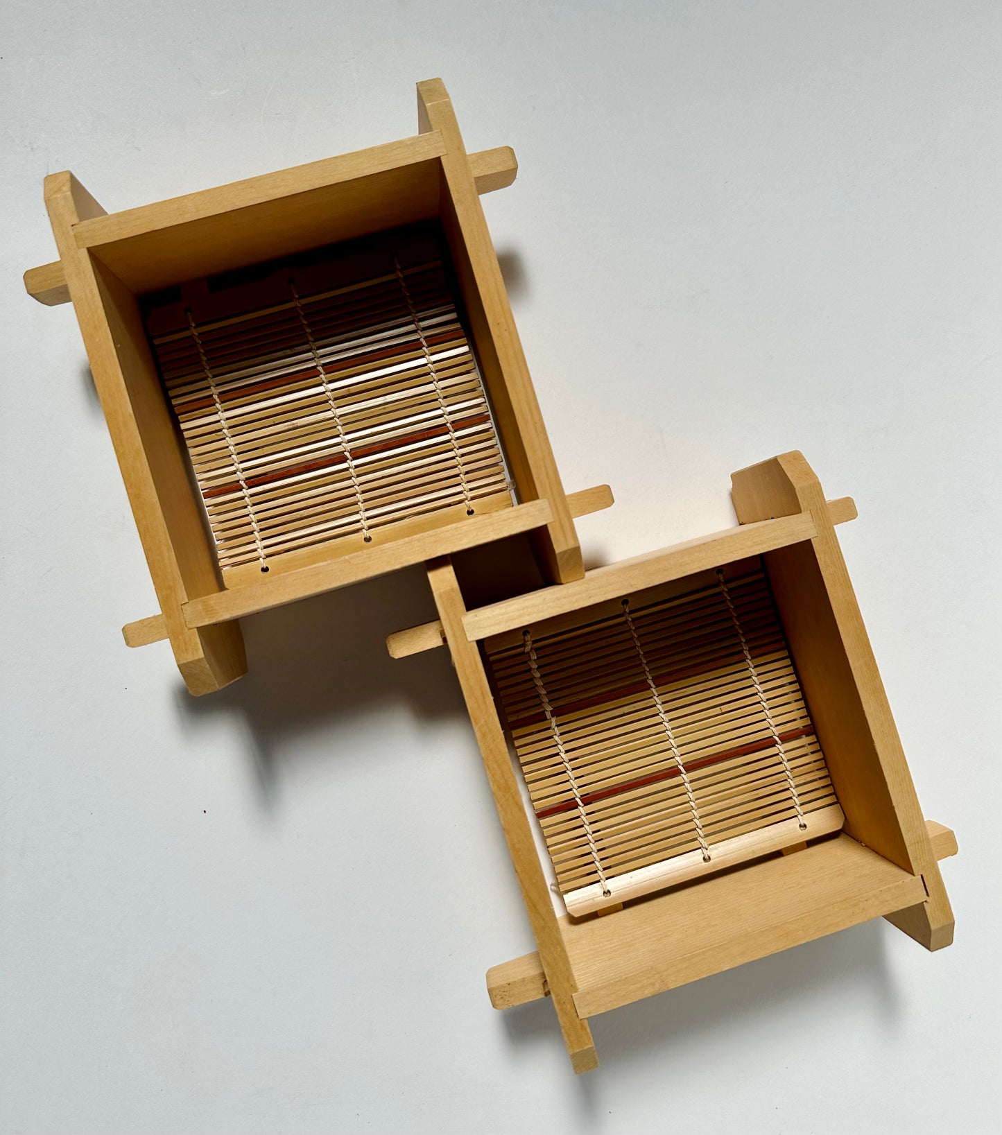 Vintage Wooden Soba Seiro Trays (Set of 2)