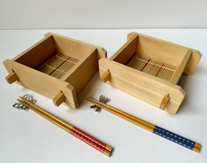 Vintage Wooden Soba Seiro Trays (Set of 2)
